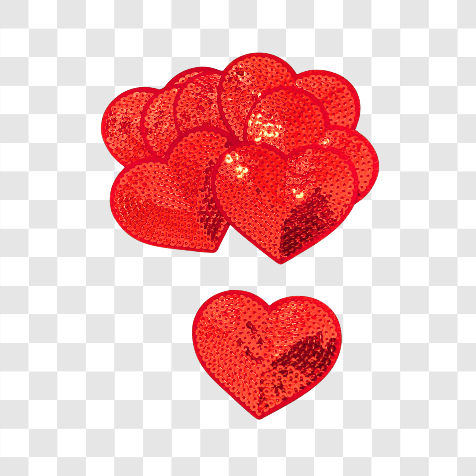 Sequin Red Hearts