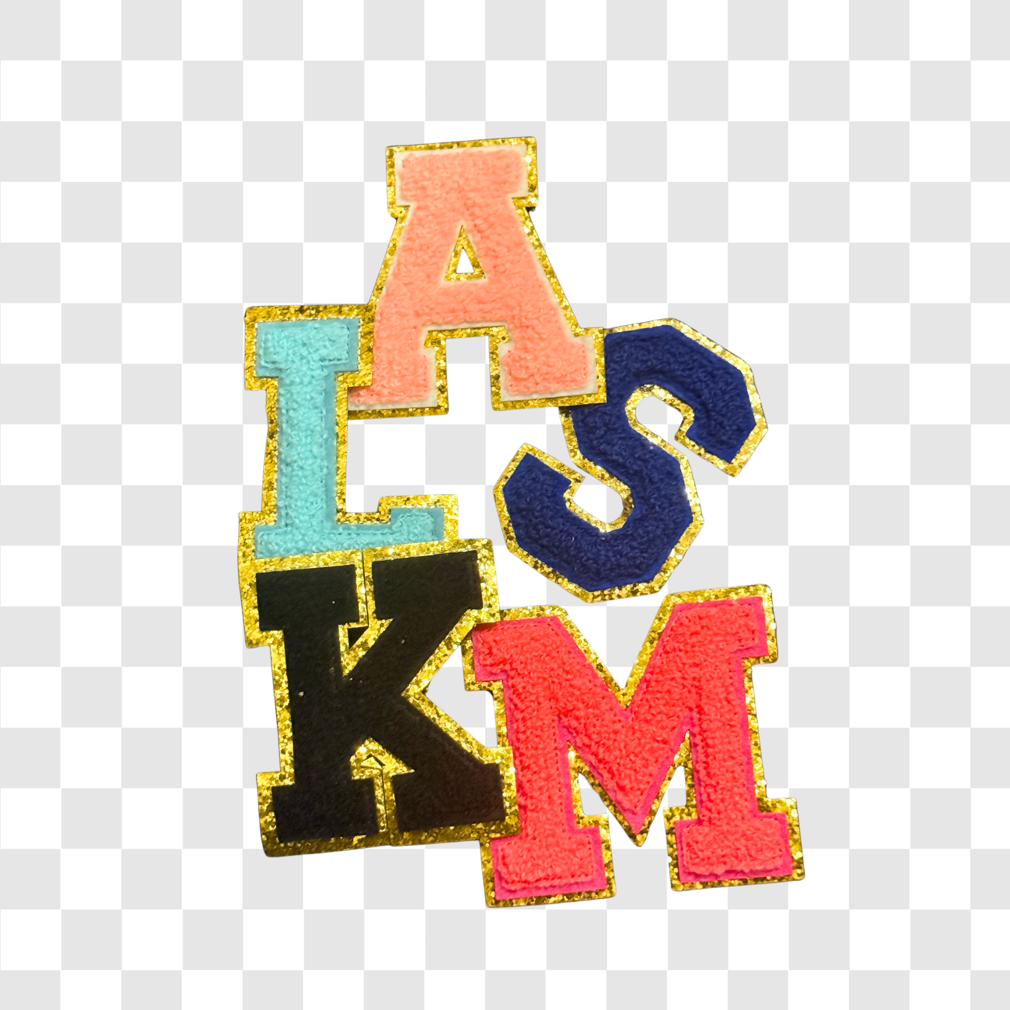 Chenille Gold Trim Varsity Letters