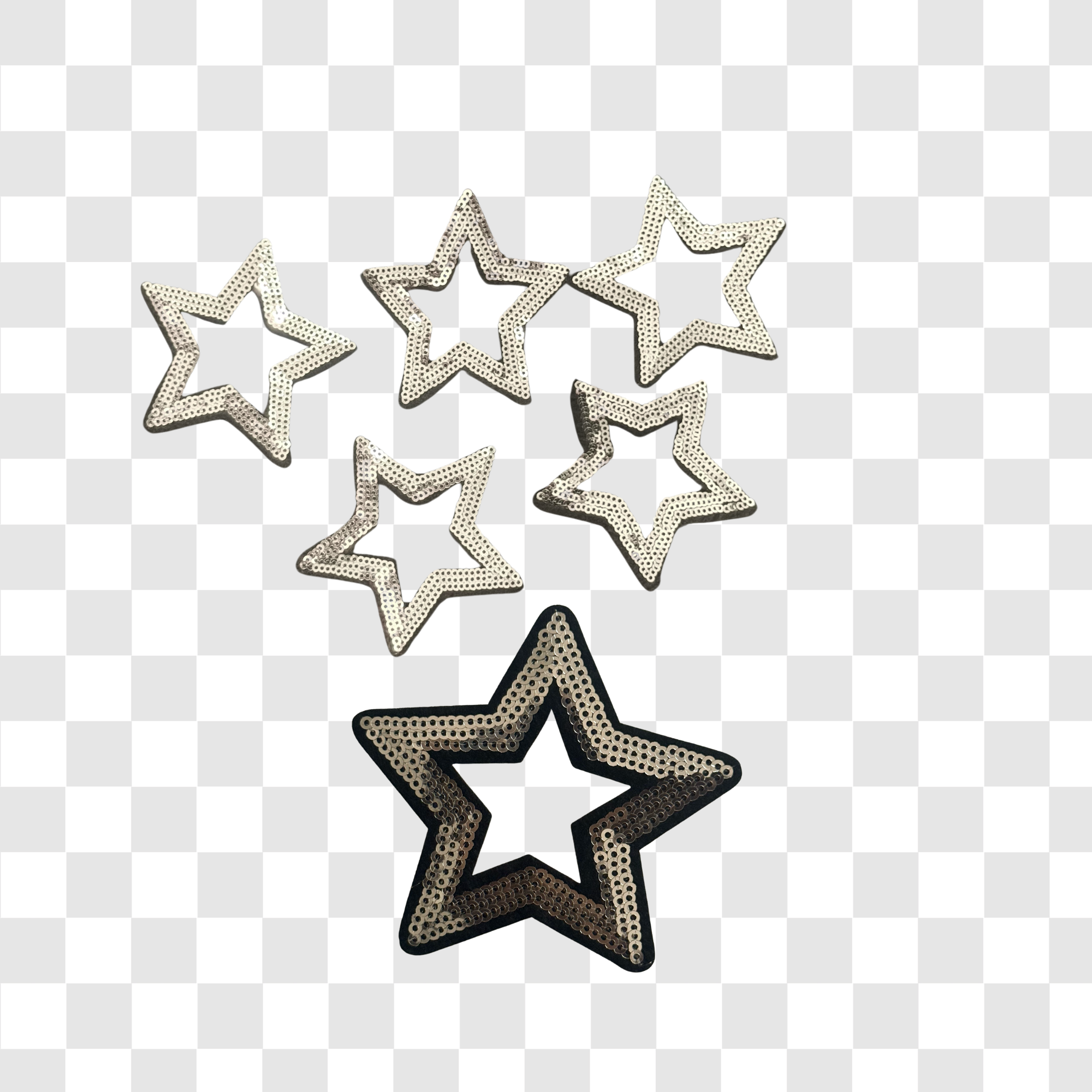 Hollow Silver Sequin Black Trimmed Star